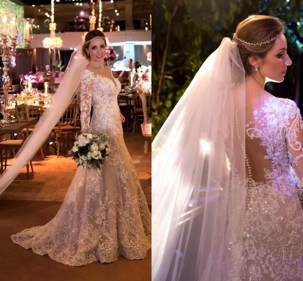Arabia Dubai Luxury Mermaid Wedding Dresses Sparkly Crystal Lace Applique Long Sleeve Wedding Gowns Vestido de noiva Custom Made, Champagne
Arabia Dubai Luxury Mermaid Wedding Dresses Sparkly Crystal Lace Applique Long Sleeve Wedding Gowns Vestido de noiva Custom Made, Champagne
