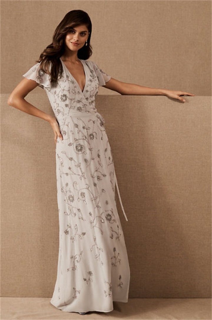 hot sell mother of the bride dresses v neck short sleeves beaded appliqued wedding gowns chiffon custom made floorlength mother gown