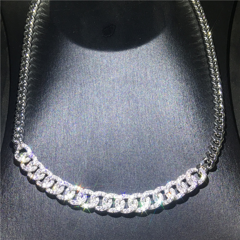 Fashion HipHOP necklace White Gold Filled Micro pave Diamond Party wedding Pendants for women Men Rock Jewelry 45cm