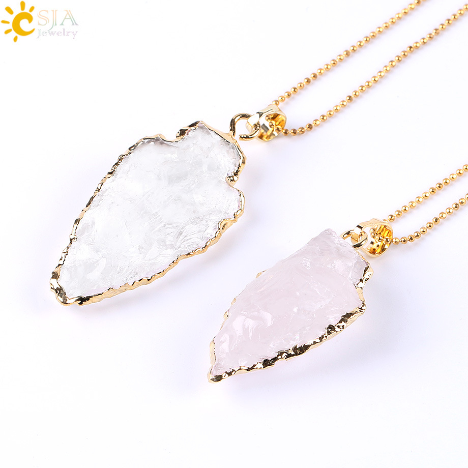 wholesale Crystal Natural Stone Pendant Necklace Arrow Healing Crystal Necklace For Women 2020 hot sale necklace