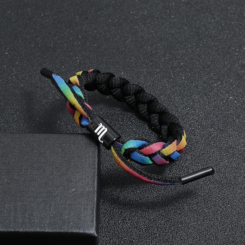 New 12 Constellation Colorful Rainbow Cute Lion reflective Lovers Rope Woven Bracelets Bangles VSCO Girl Friendship Shoelaces Wrap Bangle