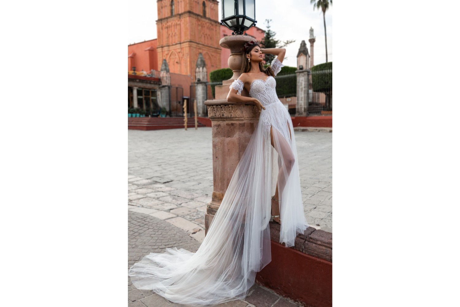 julie vino white wedding dresses sweetheart lace bridal gowns two sides split tulle boho beach wedding dress cheap