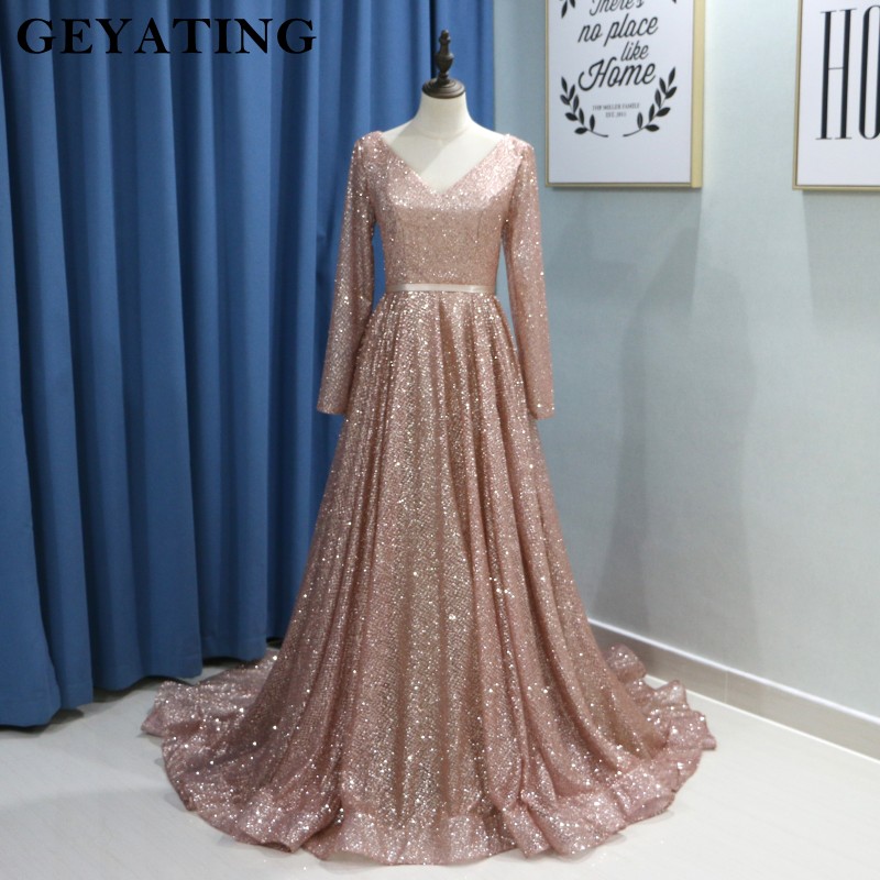 Saudi Arabic Long Sleeve Evening Dress Muslim 2019 V Neck Corset Sequin Gown Vestidos de festa Dubai Women Dresses Evening Party, Black
Saudi Arabic Long Sleeve Evening Dress Muslim 2019 V Neck Corset Sequin Gown Vestidos de festa Dubai Women Dresses Evening Party, Black
