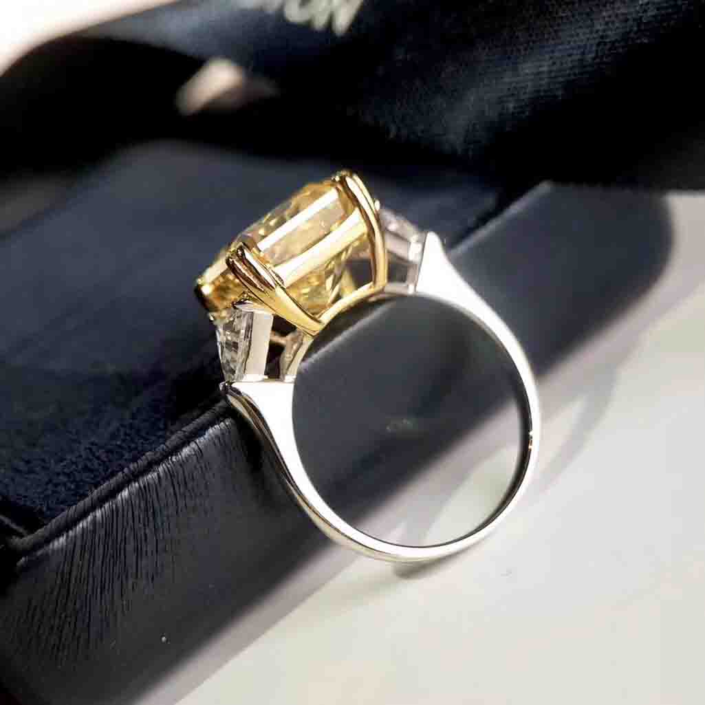 Luxurious quality S925 pure silver ring and Platinum filled with yellow Diamond for women wedding jewelry PS5550