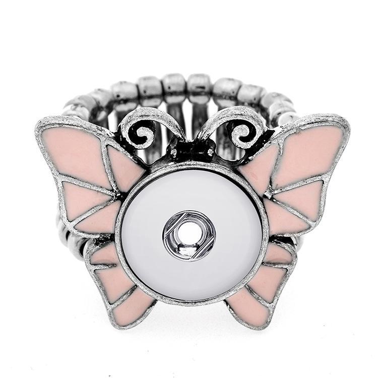 12MM Fashion Chunk Snap Button Rings Noosa Metal crystal Interchangeabale Ginger Snaps Adjustable Elastic Rings For women Men DIY Jewelry
