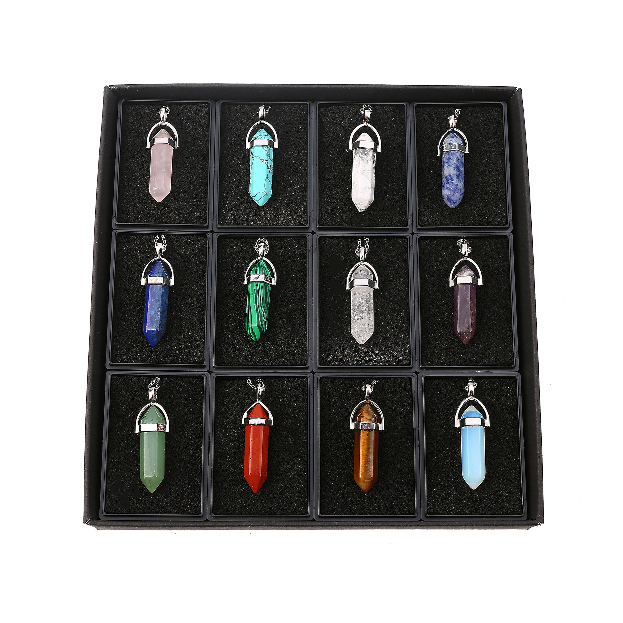 Indian agate hexagonal cone pendant pendant men and women necklace designer fashion style