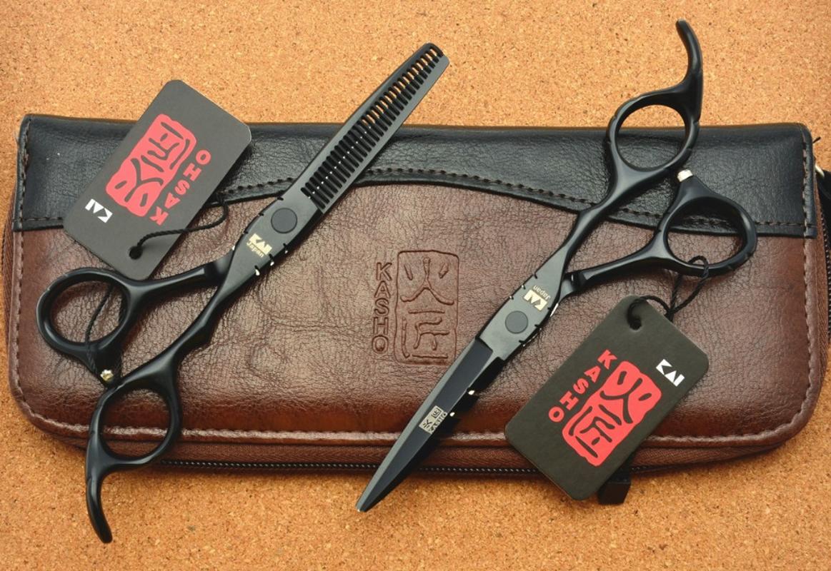 6.0'' Japan 440C Black Color Hairdressing Scissors Cutting Shears Thinning Scissors Professional Human Hair H1010