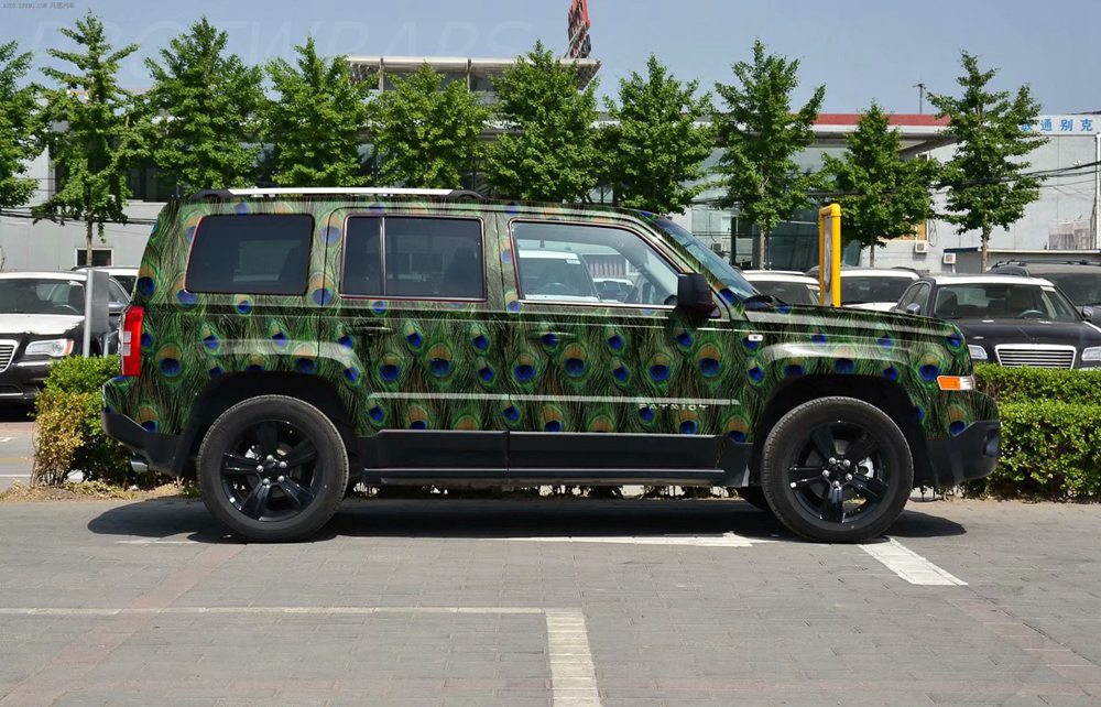 Impressive Green Peacok Camo Vinyl Car Wrap foil With air bubble Free Printed / PAINTED Camouflage graphics sticker 1.52x10m/20m/30m Roll