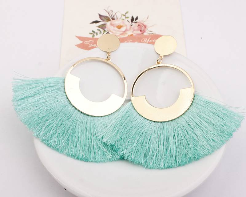 Bohemian fashion tassel earrings female national pendant long rope girl ladies fashion Posey jewelry birthday Easter