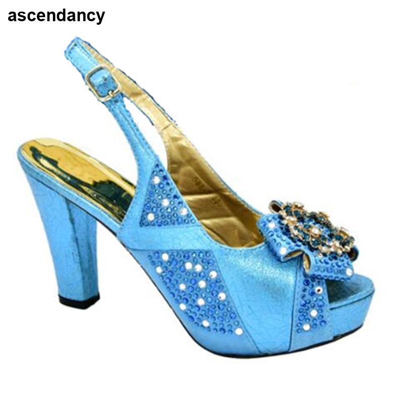 New African Shoes for Women High Heels Party Pumps Rhinestone Women Wedding Shoes Italian High Heels Autumn Slipper for Wedding, Gold