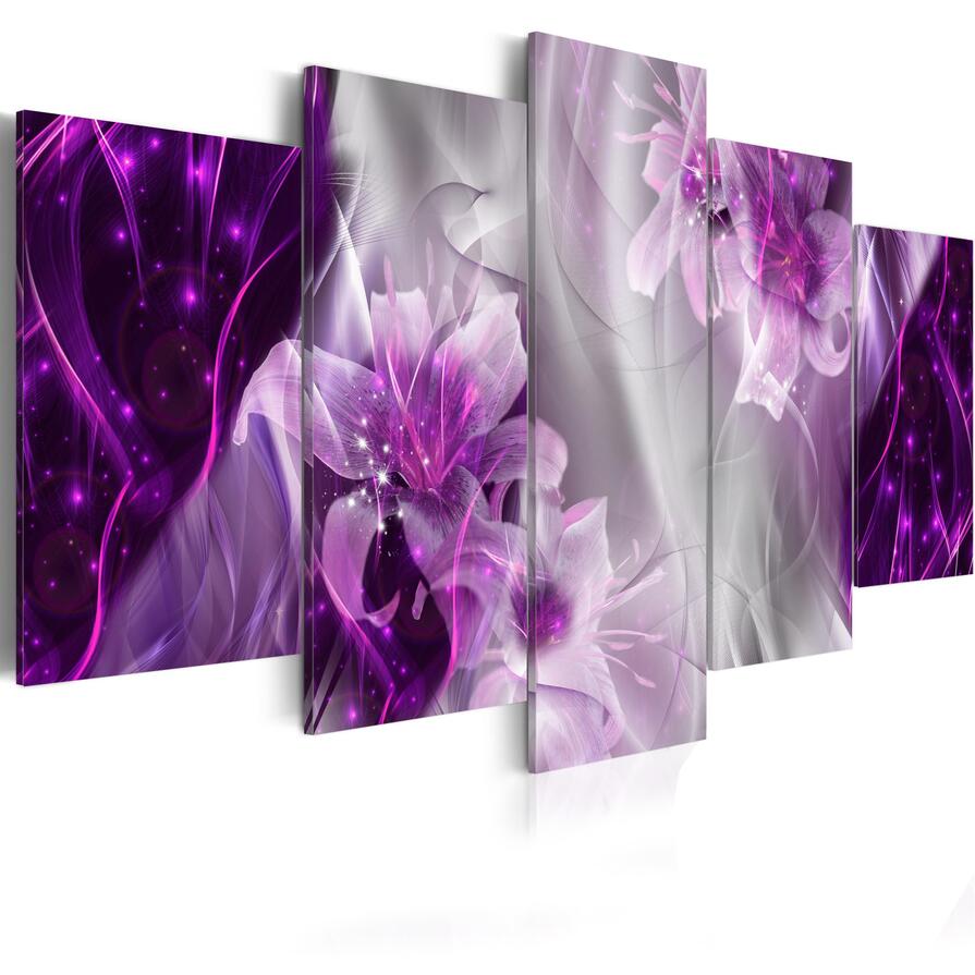 (No Frame)5PCS/Set Abstract Flower Fashion Wall Art Canvas Painting Modern Home Decoration,Choose Color And Size