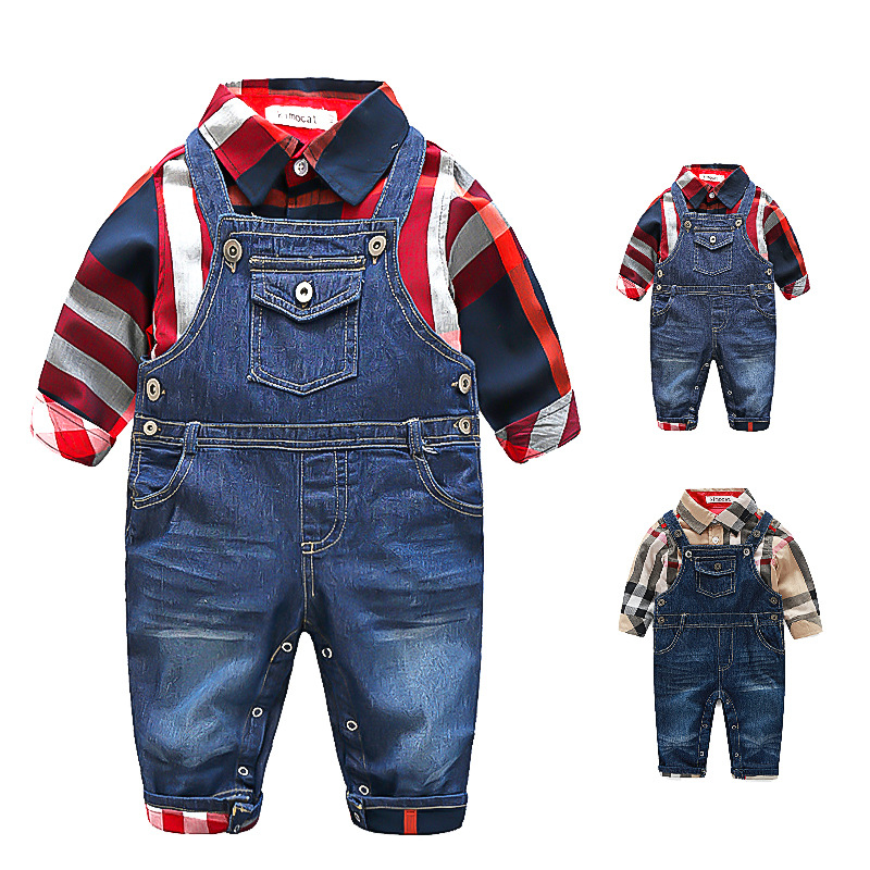 Spring Autumn Baby Boys Gentleman Style Clothing Sets Toddler Boys Plaid Shirt+Denim Suspender Pants 2pcs Set Infant Suit Kids Outfits, Red
Spring Autumn Baby Boys Gentleman Style Clothing Sets Toddler Boys Plaid Shirt+Denim Suspender Pants 2pcs Set Infant Suit Kids Outfits, Red
