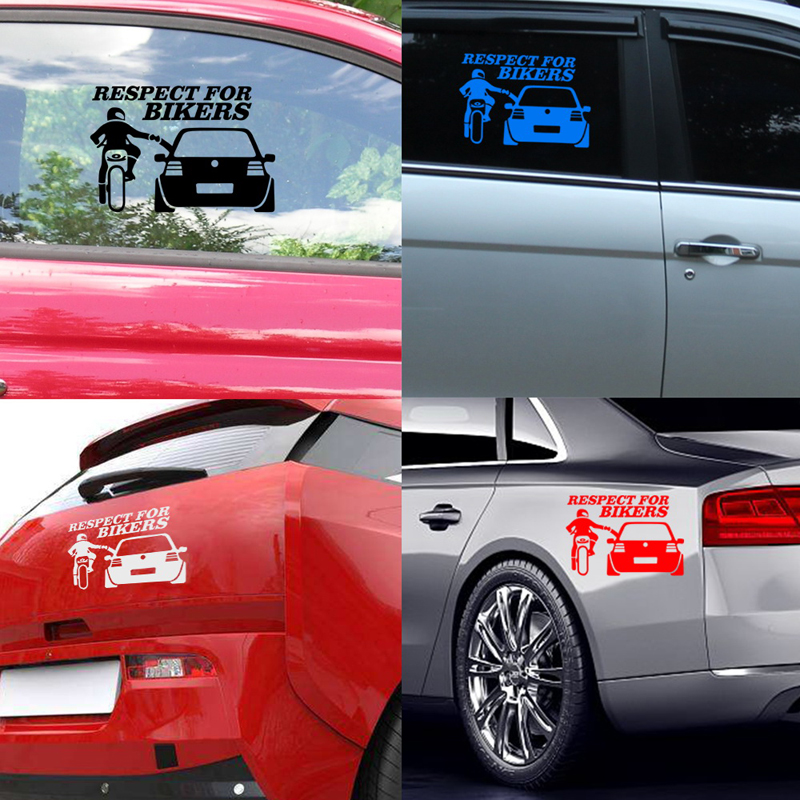 Car Respect For Bikers Sticker Funny Auto Stickers Skateboard Decals For Vehicle Motorcycle Luggage Bike Accessories