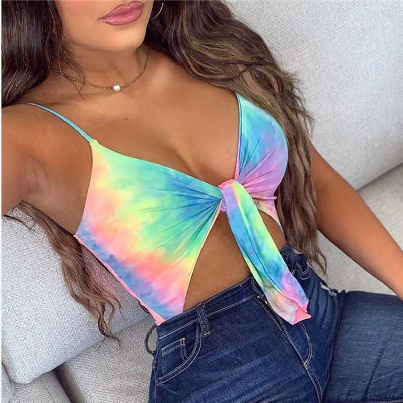 Women Cropped Tops Fashion Sexy Tie-dyed Printed V-neck Tie Front Rainbow Color Tank Top Vest Bra For Lady Female, Multi
Women Cropped Tops Fashion Sexy Tie-dyed Printed V-neck Tie Front Rainbow Color Tank Top Vest Bra For Lady Female, Multi