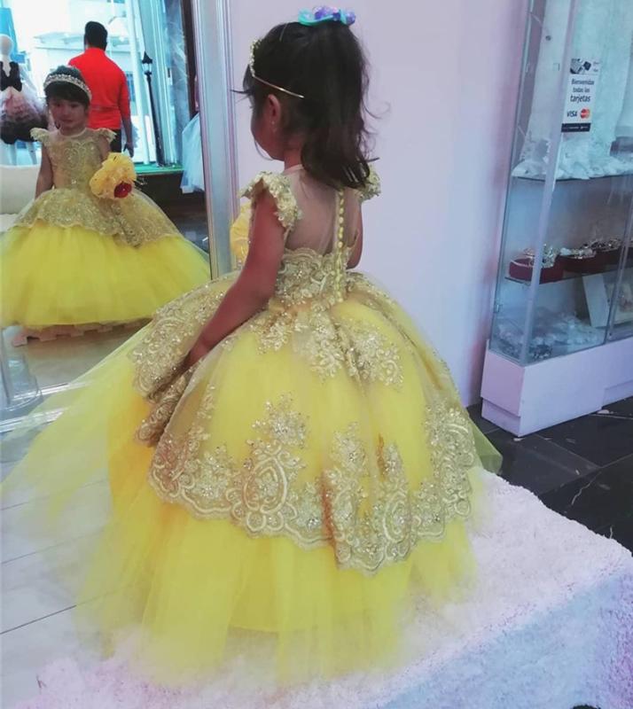 Yellow Lace Beaded Flower Girl Dresses Ball Gown Sheer Neck Little Girl Dresses Communion Pageant Gowns
Yellow Lace Beaded Flower Girl Dresses Ball Gown Sheer Neck Little Girl Dresses Communion Pageant Gowns