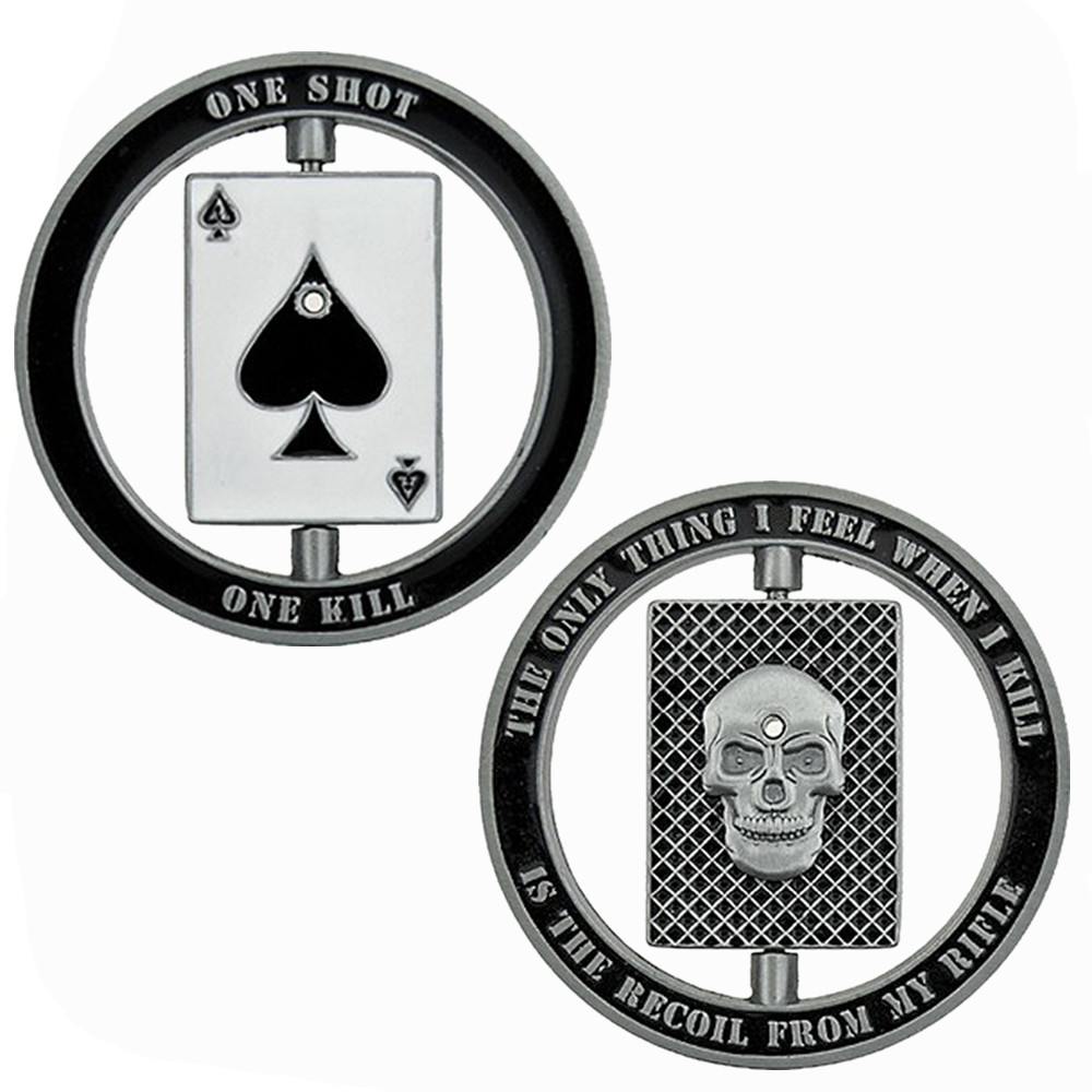 Rotatable America Police SWAT Bullet Ace Of Spades Skull One Shiot One Kill Challenge Coin Art Collection Gift
Rotatable America Police SWAT Bullet Ace Of Spades Skull One Shiot One Kill Challenge Coin Art Collection Gift