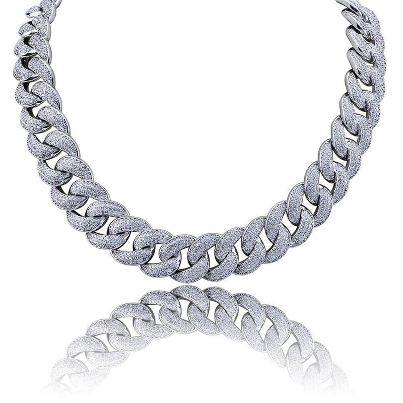 18K Gold Silver Cubic Zirconia Chain Necklace For Men Bling Ice Out Hip Hop Necklace Jewelry Free Shipping