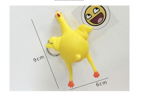 New Key Chain Pendant Funny Spoof Gadgets Toy Chicken Egg Laying Hens Crowded Stress Ball Keychain Keyring Relief Gift Jewelry Accessories