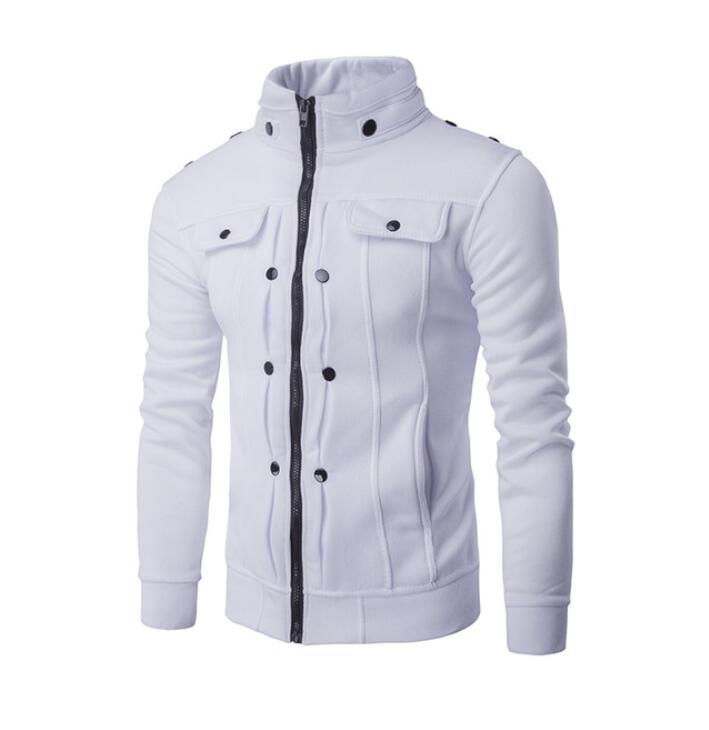 Autumn and winter new men's trendy fashion jacket personality stand collar folding button zipper sports casual jacket, Black
Autumn and winter new men's trendy fashion jacket personality stand collar folding button zipper sports casual jacket, Black
