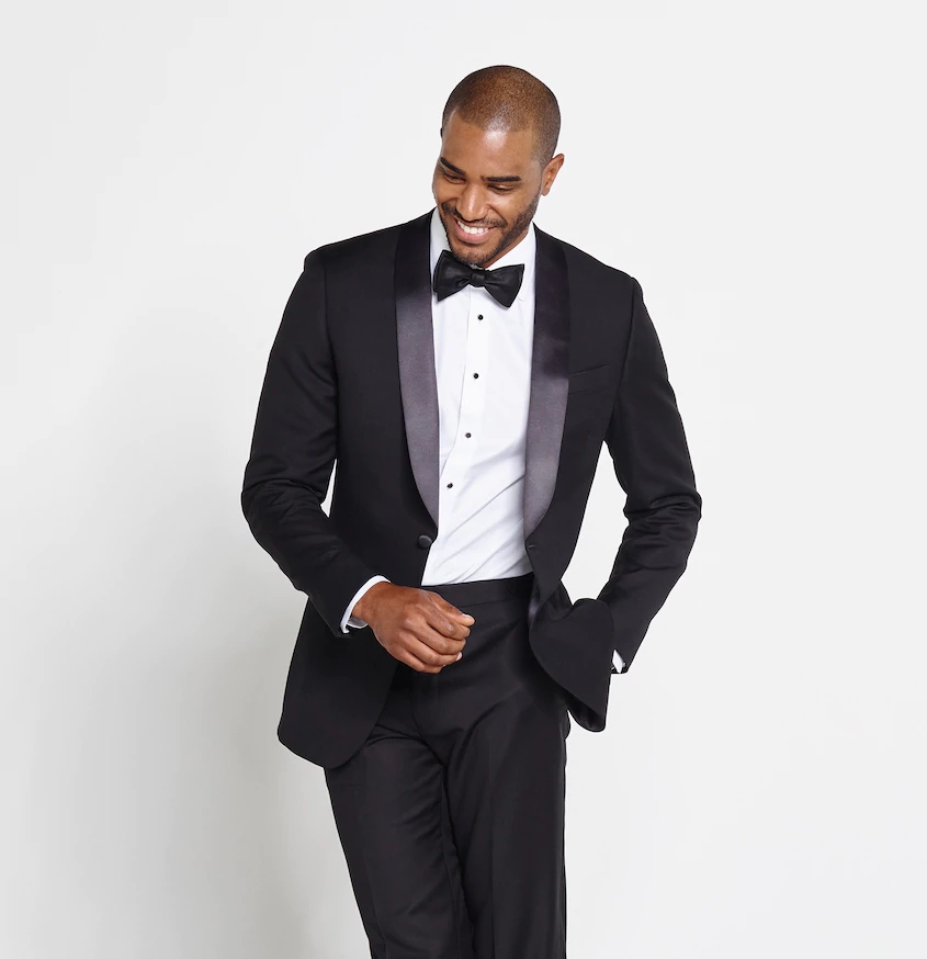 Navy Gentle Groom Wedding Tuxedos Satin Black Peaked Lapel One Button Mens Designer Jackets Blazer Suits Formal Prom Custom (Jacket+Pants)