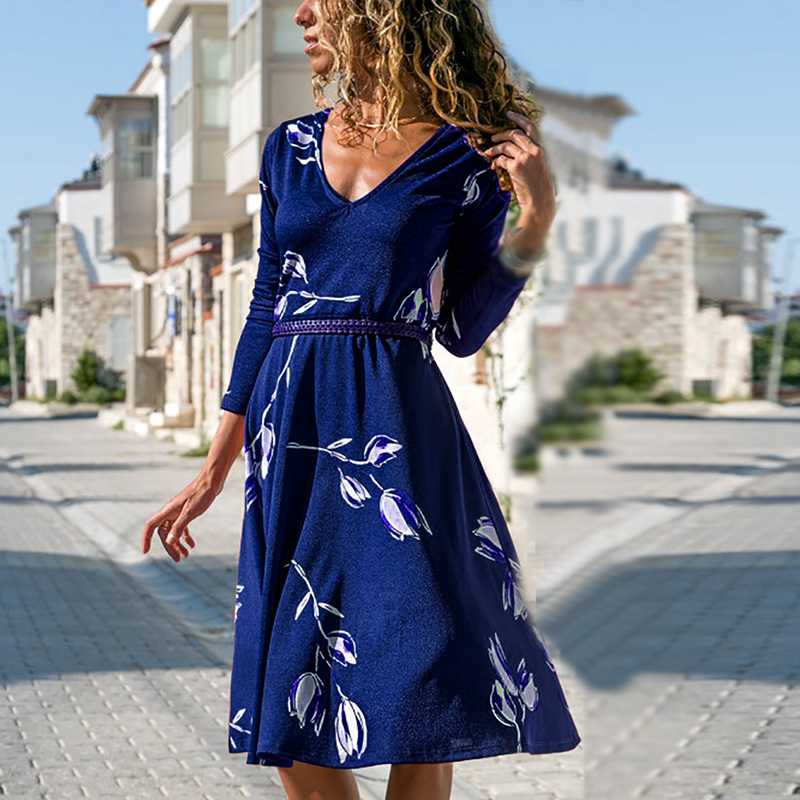 Women's Swing Dress Slim Fit A-line Dress V-neck Long Sleeve Leaves Printed Casual Large Size Knee-length Dresses, Red leaves
Women's Swing Dress Slim Fit A-line Dress V-neck Long Sleeve Leaves Printed Casual Large Size Knee-length Dresses, Red leaves