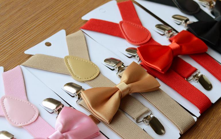 Child Kids Suspenders Bowtie Set Adjustable Elastic Suspender Set for Boys Girls Classic Accessory Age 1 to 10 Year
