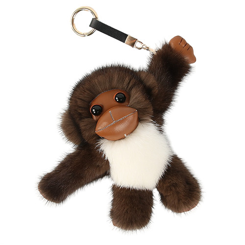 Good Quality Real Genuine Fur Monkey Keychain Toy Pompom Ball Bag Charm Pendant Gift
