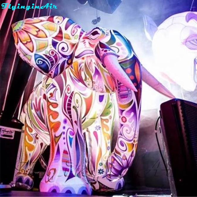 5m Inflatable Painting Parade Elephant Giant Colorful Inflated Tour Elephant with Coloured Drawings