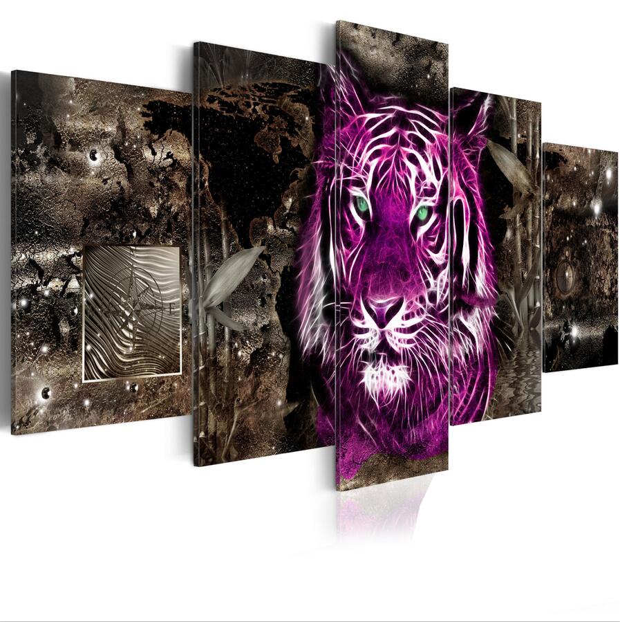 Hot Sell( No Frame )5 Pieces Canvas Print Modern Fashion Wall Art the African Animals Tiger for Home Decoration