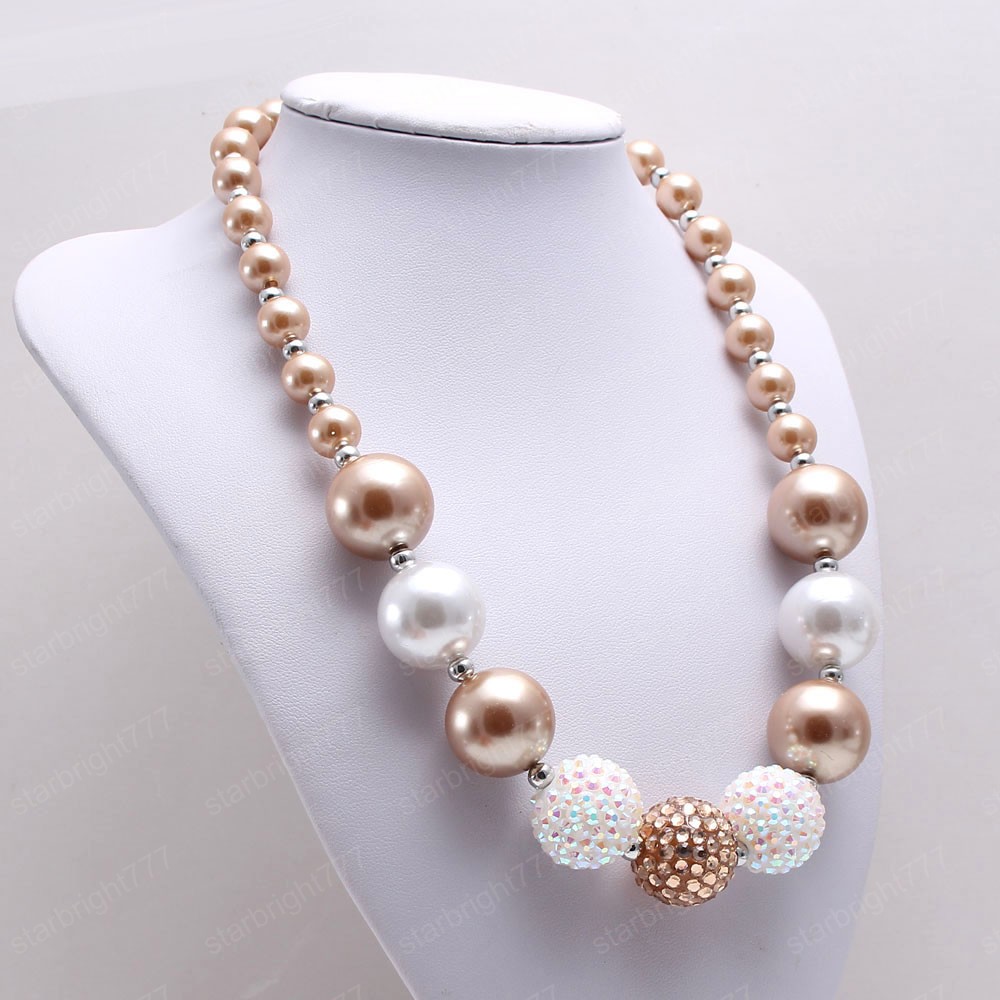 Adorable Baby Girls Chunky Beads Necklace Fashion Kids Child Toddler Bubblegum Beaded Necklace Charm Chunky Jewelry