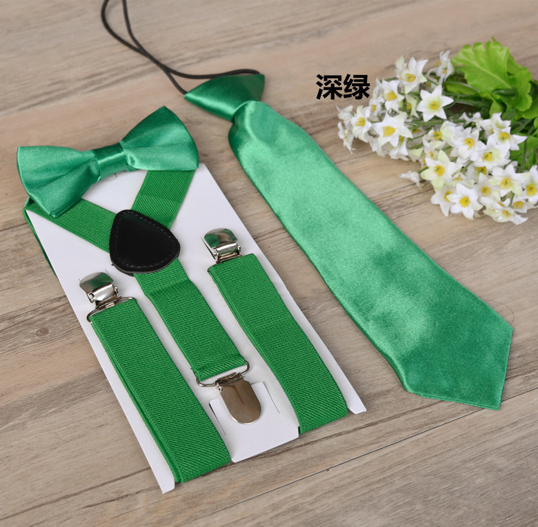 17 Colors Children Suspenders 3pcs/Set Kids Student Braces Bow Tie Set Bowtie Toddler Solid Color Cloth Set For Boys Girls M1241