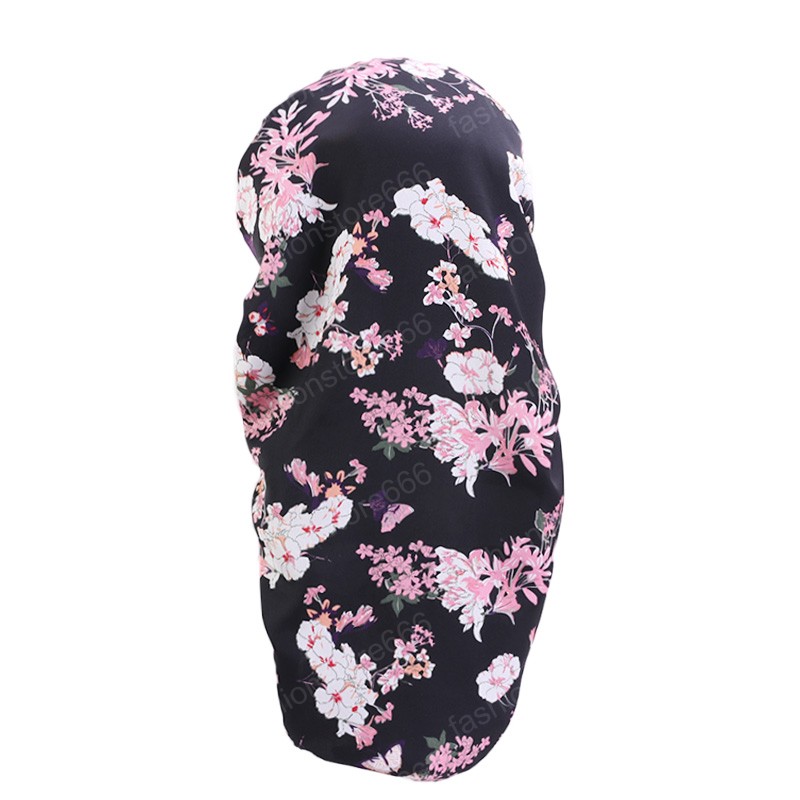 Elastic Wide Edge Long Hair Braid Hair Hat Long Satin Bonnet Sleep Cap Silky Hair Care Bonnet Nightcap for Women Men chemo Cap