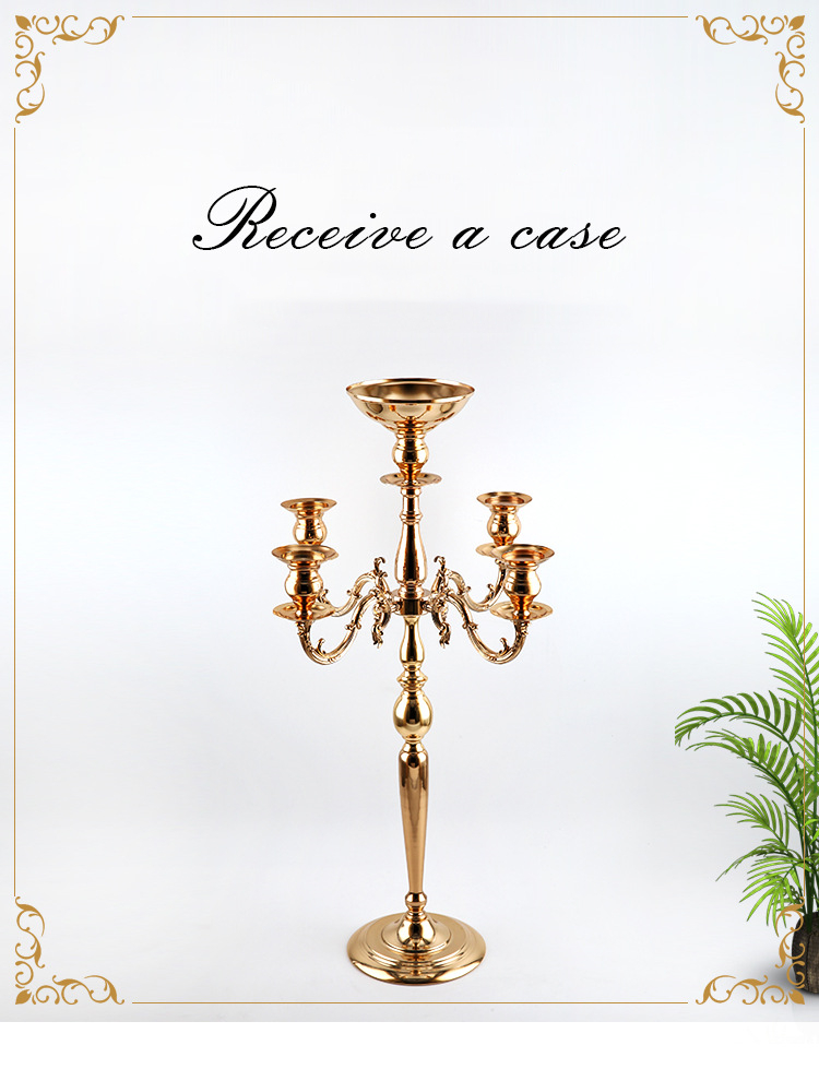 New stylegold 5-Arms Candelabrum Holders Metal Candelabras Gold Finish Candlesticks Candle Holder Wedding Party Event Decor senyu0392 H260310