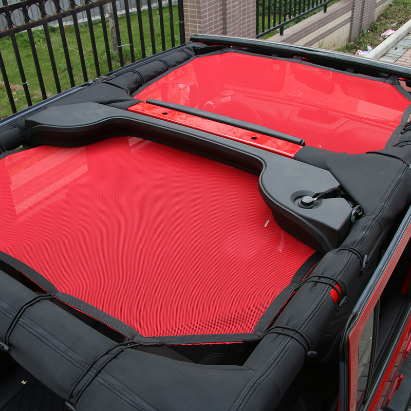 Car Sunshade Sun Protection Net For Jeep Wrangler JK 4 Doors 2007-2017 Auto Exterior Accessories (Red)