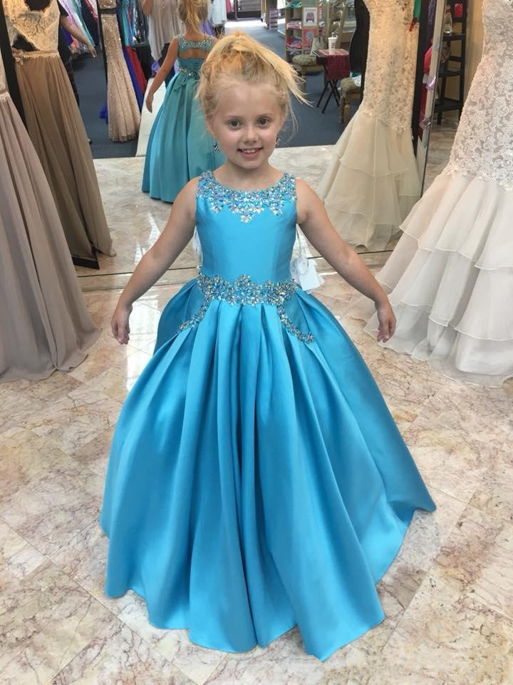 Little Flower Girls Dresses Rhinestones International Pageant Girls Dress for Toddler Infant Baby Girls Kids Sleeveless Birthday Party Gown