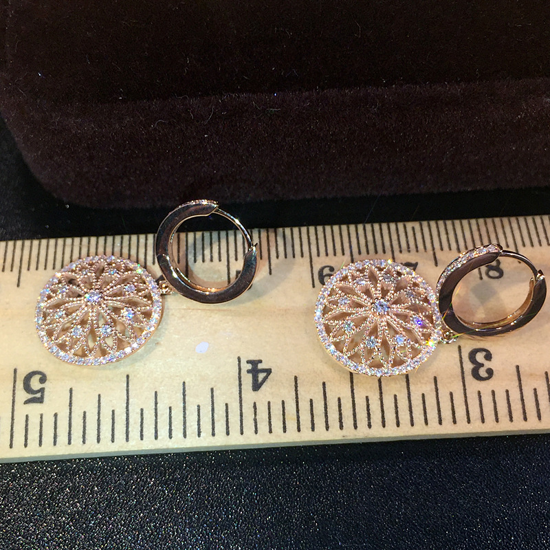 14K Gold Real Diamond Earring Round Hollow Wedding Gemstone for Women Peridot Bizuteria Grrnet Drop Earring Jewelry Orecchini LY191203