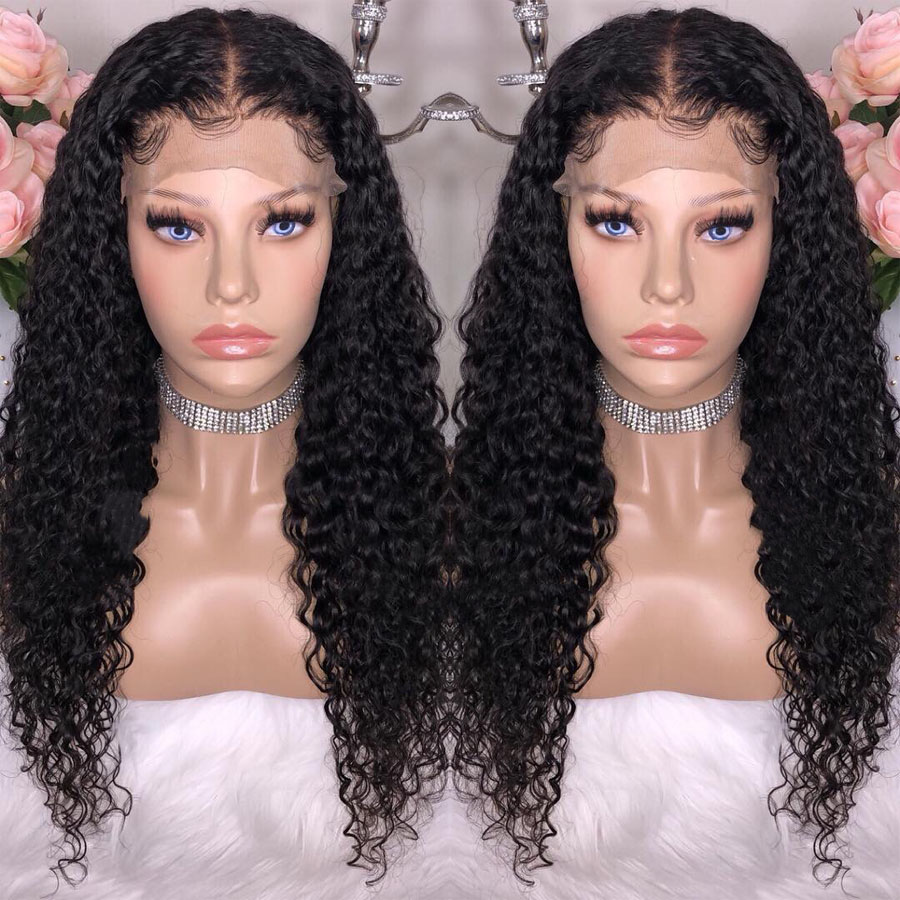 360 Lace Frontal Wave Human Hair Wigs 150% Density Brazilian curly Wig with Baby for Black Women Natural Color 22 inch