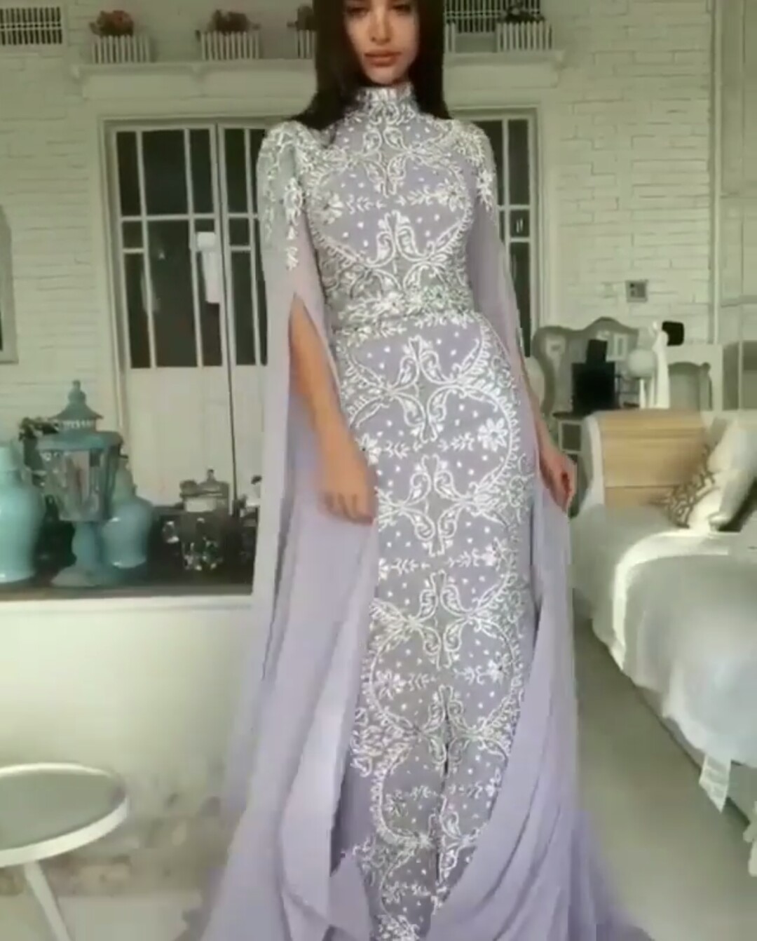 Modest Mermaid Prom Dresses 2019 New Floor Length High Neck Sparkle Bead Formal Evening Gowns With Detachable Skirt Long Sleeves Party Gowns