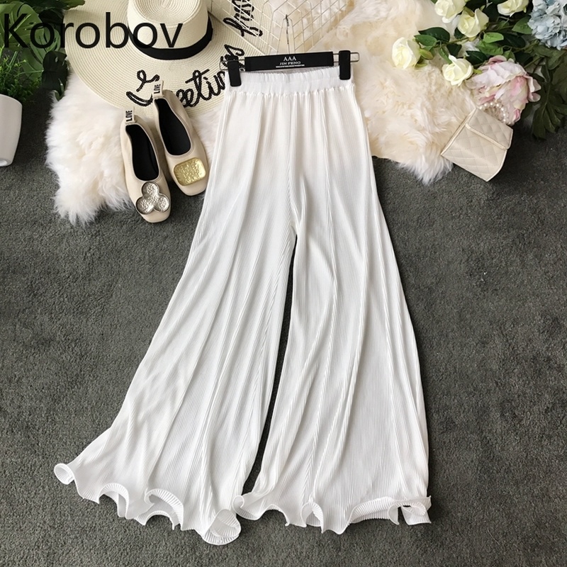 Korobov Fashion Ruffles Casual Wide Leg Pants 2020 Spring Summer New High Waist Trousers Female Solid Chic Joggers Women, Black
Korobov Fashion Ruffles Casual Wide Leg Pants 2020 Spring Summer New High Waist Trousers Female Solid Chic Joggers Women, Black