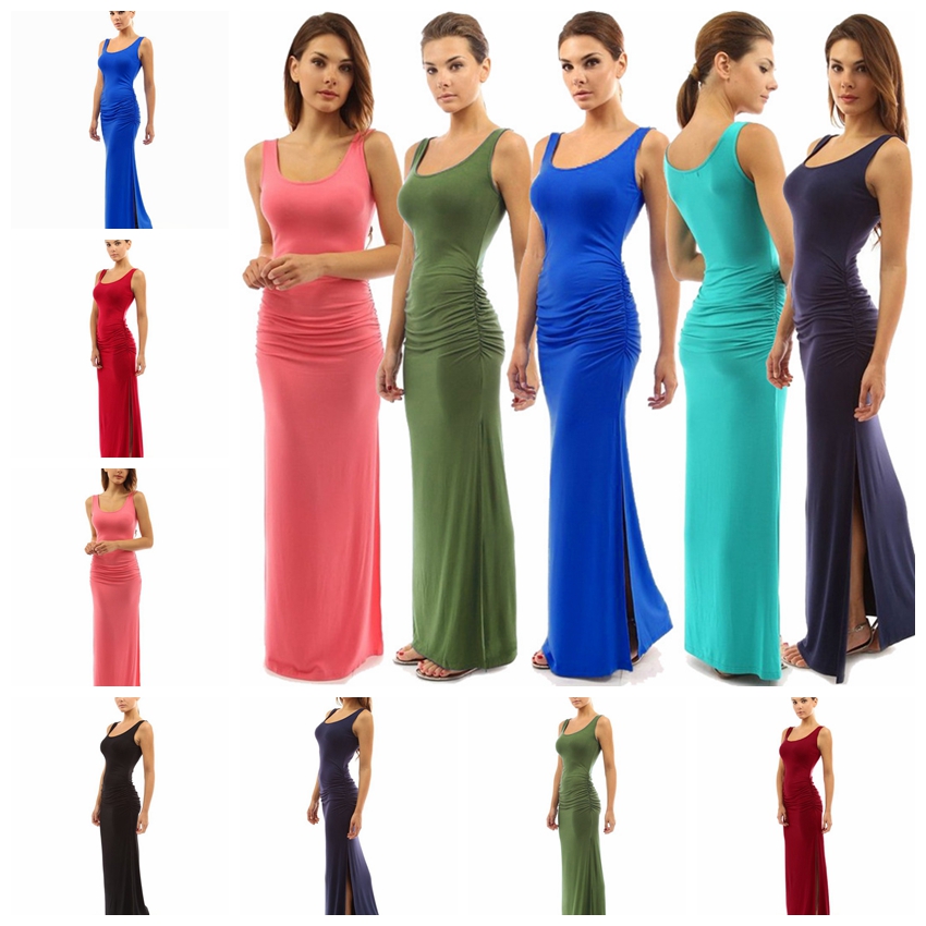 European-style Dresses casual color round neck fold skirt waist pants sleeves sleeveless big open fork dress support mixed batch, Green
European-style Dresses casual color round neck fold skirt waist pants sleeves sleeveless big open fork dress support mixed batch, Green