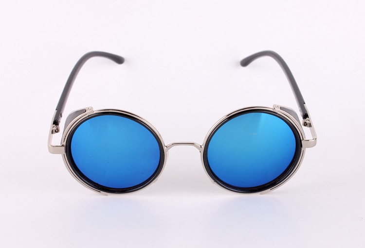 Gothic Steampunk Round Metal Sunglasses for Men Women Mirrored Circle Sun glasses Retro Vintage
