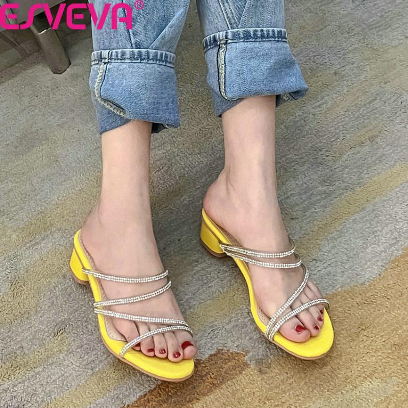 ESVEVA 2020 Open-toed Slip on Women Shoes Slingback Summer Square Heel Sandals PU Leather Crystal Fashion Women Pumps Size 34-43, Blue
ESVEVA 2020 Open-toed Slip on Women Shoes Slingback Summer Square Heel Sandals PU Leather Crystal Fashion Women Pumps Size 34-43, Blue