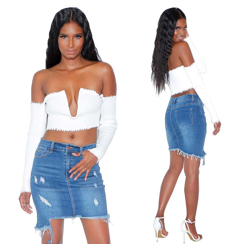 2019 Women Denim Skirt Ripped Hole Tassels High Elastic Mid waist jeans Knee Length Skirts A-line Casual Female Free Shipping, Y-6002
2019 Women Denim Skirt Ripped Hole Tassels High Elastic Mid waist jeans Knee Length Skirts A-line Casual Female Free Shipping, Y-6002