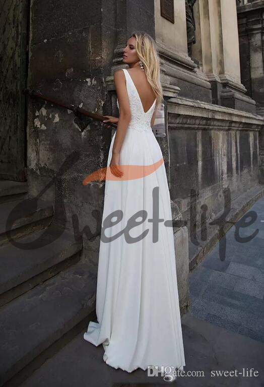 Elegant Plus Size A Line Dresses Backless Floor Length Lace Applique Pleats Wedding Dress Bridal Gowns Vestidos De Noiva