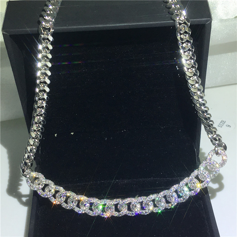 Fashion HipHOP necklace White Gold Filled Micro pave Diamond Party wedding Pendants for women Men Rock Jewelry 45cm