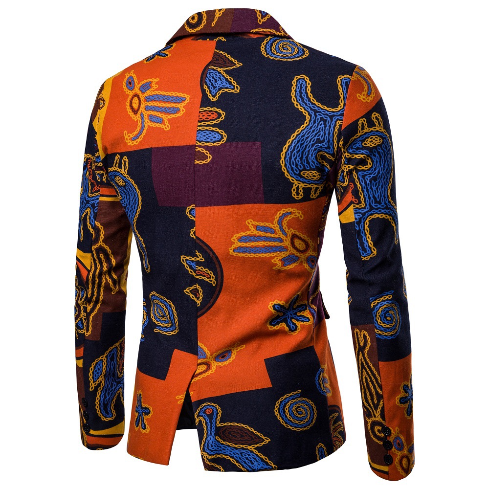 2019 African Printing Men's Wedding Tuxedos Groom Designer Jackets Two Button Colorful Men Blazer In Stock