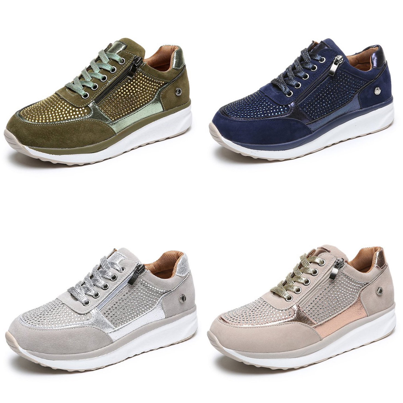 Good Quality Women Runners Shoes Leather Platform Sneaker Side Zipper Crystal Trainers Fashion tennis Shoes EU35-43, Color 1
Good Quality Women Runners Shoes Leather Platform Sneaker Side Zipper Crystal Trainers Fashion tennis Shoes EU35-43, Color 1
