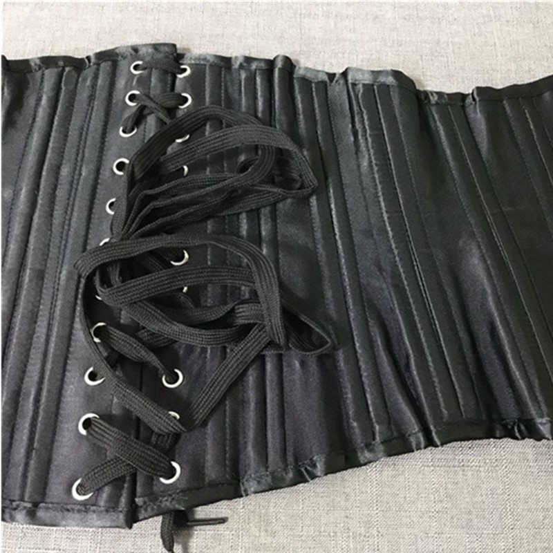 26 Steel Boned Plus Size Padded Waist Trainer Body Shaper Satin Underbust Corset Women Slim Modeling Strap Belly Slimming Sheath Belt Black