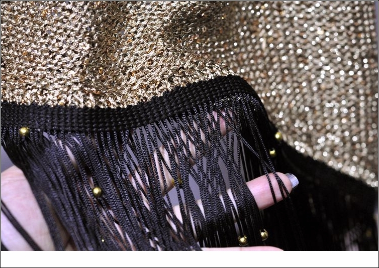 2018 O Neck Sleeveless Irregular Knitted Tanks Tops Women Sequined Shiny Gold Tanks Women Fashion Tassels Shiny Gold Camis Vest Q190403
