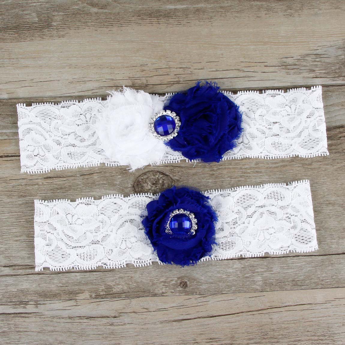 Wedding Garters for Bride Blue Lace For Bride's Wedding Garters Bridal Garters Chiffon Flowers Free Size 16~23 Inches In Stock Cheap
